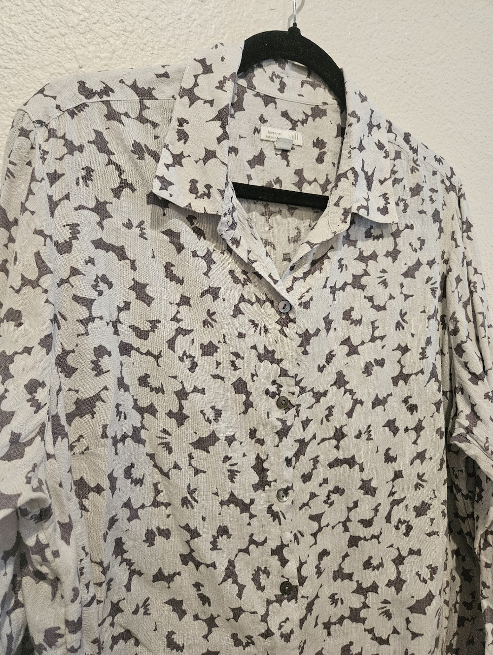 J Jill 100% Linen Button Down Casual Flowy Top Size 1X